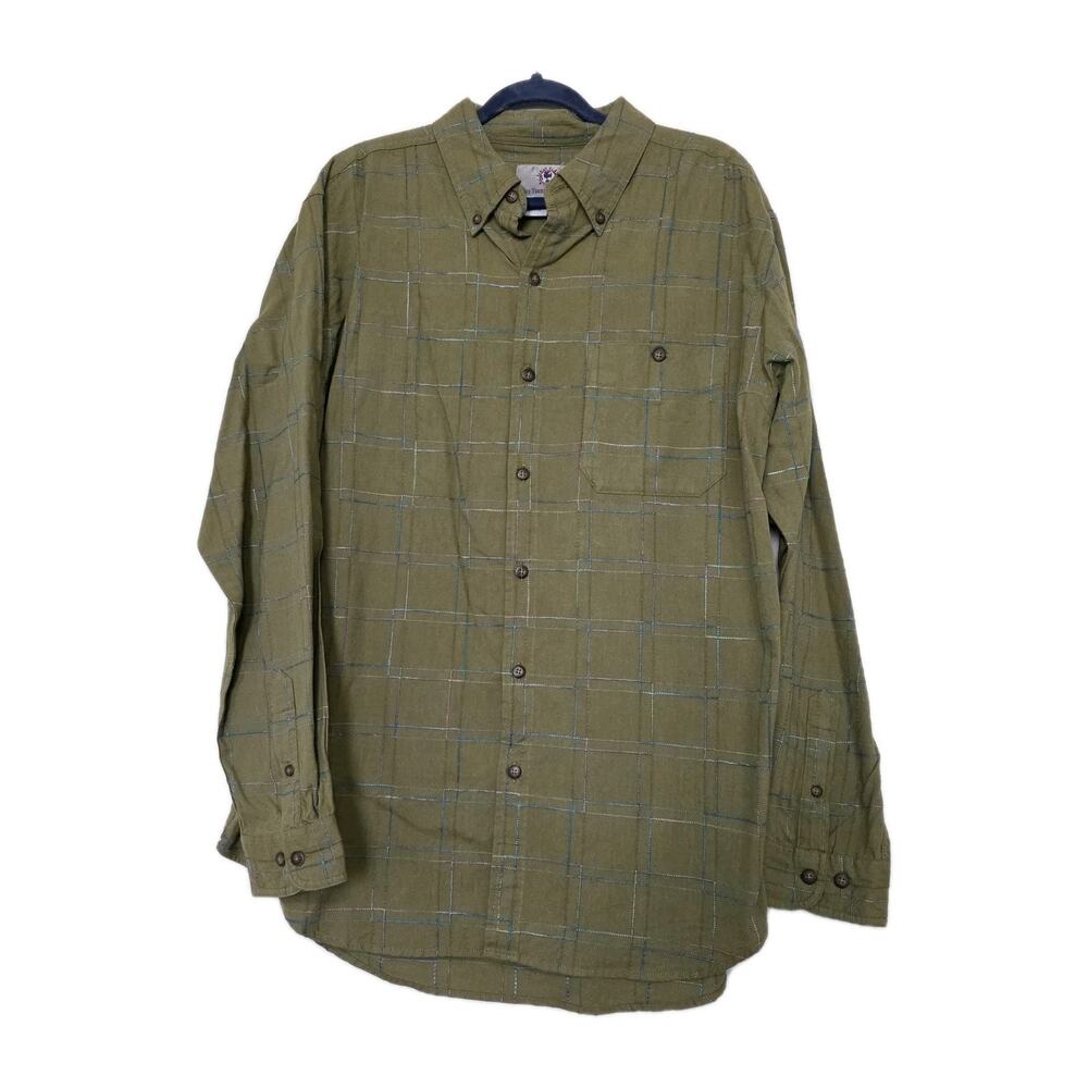 Vintage The Territory Ahead Plaid Button Up Shirt Men XL Olive Gorpcore Pocket
